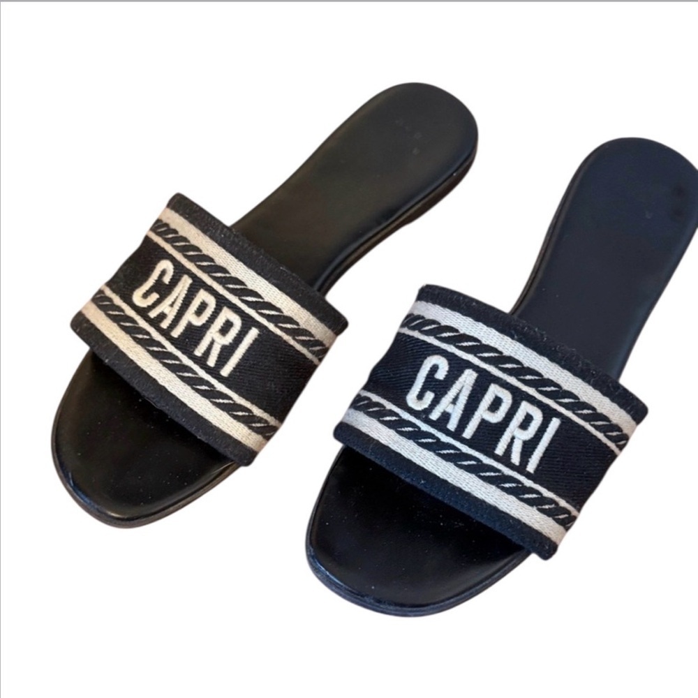 NFS | a new day Black Tote and Slide Set with White Accents - Picture 2 of 4